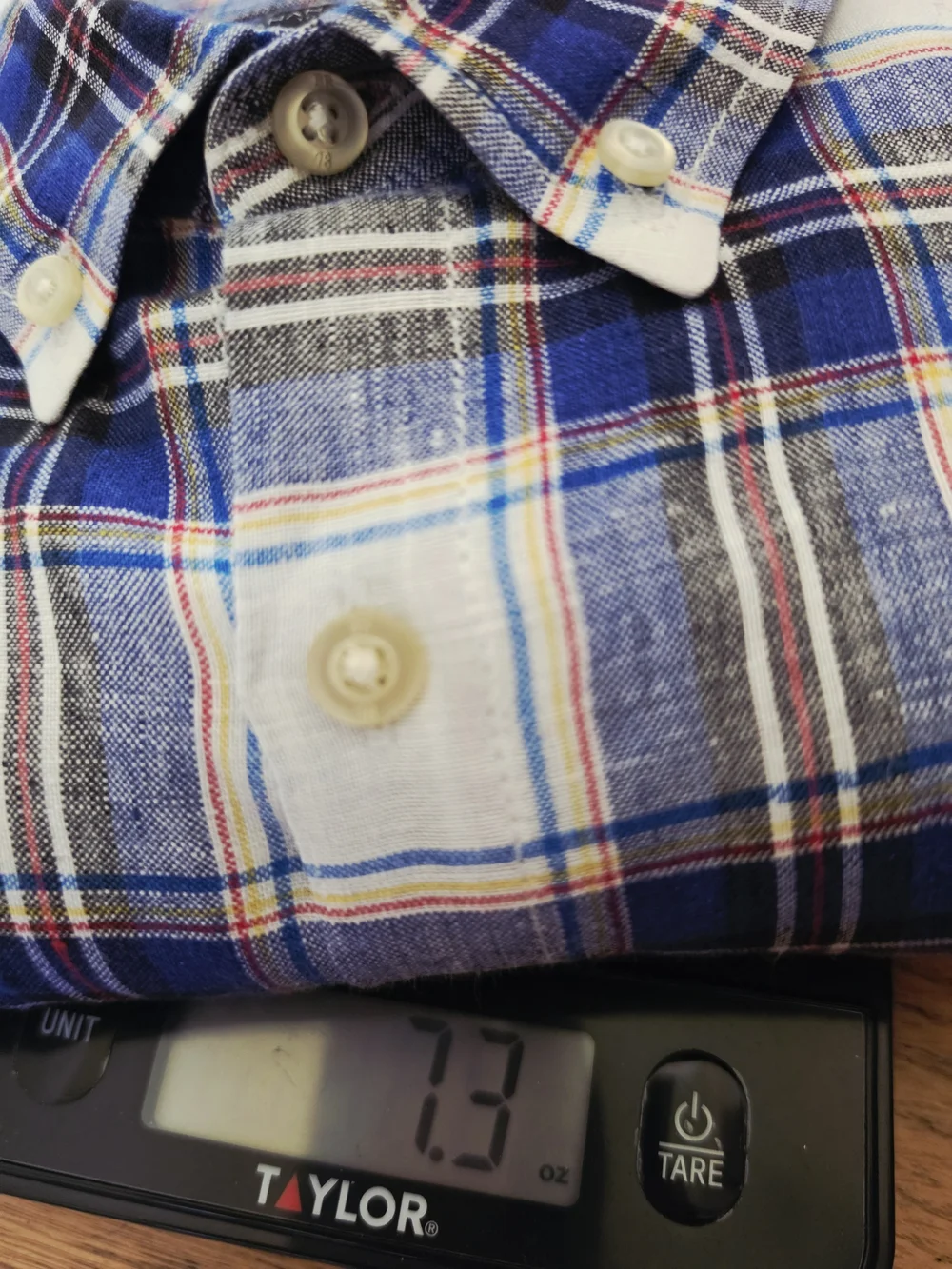 Banana Republic Blue and White Plaid Short-Sleeve 100% Linen Shirt Size M